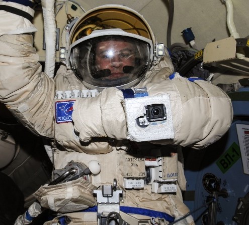 Space suit helmet cameras use Wi-Fi® to stream video